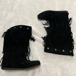 Hotcakes fringe black boots